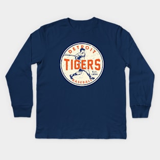 Old Style Detroit Tigers 3 by Buck Tee Kids Long Sleeve T-Shirt